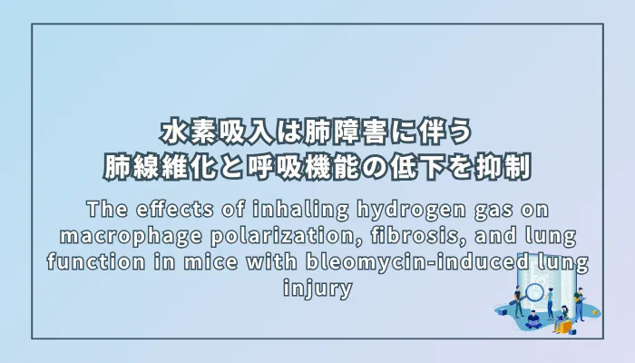 The effects of inhaling hydrogen gas on macrophage polarization, fibrosis, and lung function in mice with bleomycin-induced lung injury(ブレオマイシン誘発肺障害モデルマウスにおける水素ガス吸入のマクロファージ極性、線維化、肺機能に対する効果)