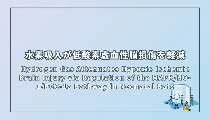 Hydrogen Gas Attenuates Hypoxic-Ischemic Brain Injury via Regulation of the MAPK/HO-1/PGC-1a Pathway in Neonatal Rats(新生児ラットにおけるMAPK/HO-1/PGC-1α経路の調節を介した水素吸入による低酸素虚血性脳損傷の軽減)
